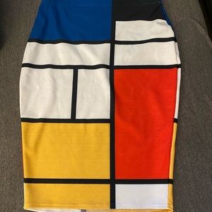 BlackMilk Mondrian Midi Pencil Skirt